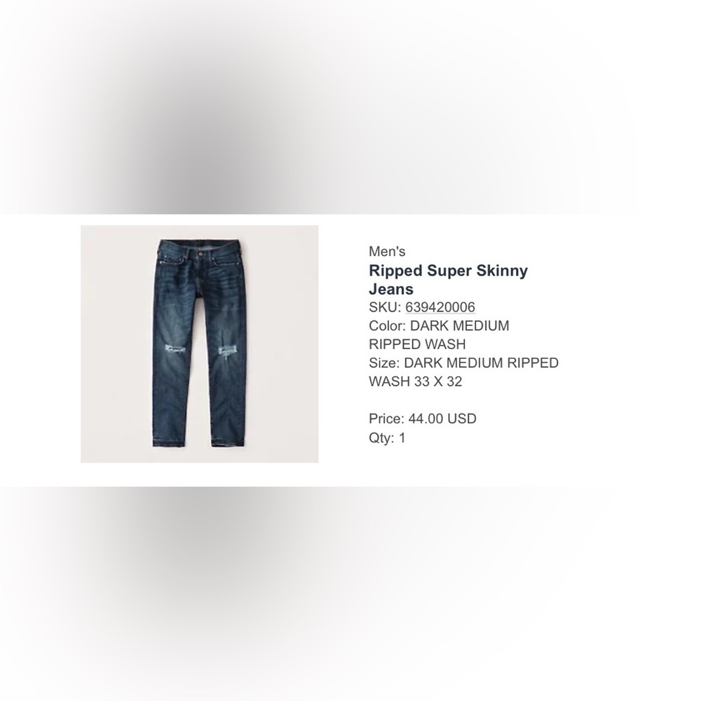 Abercrombie Dark Wash Ripped Jeans